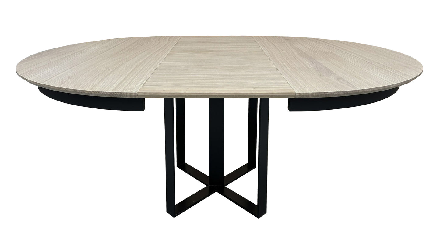 Oval table in natural walnut and metal - 220L x 115D