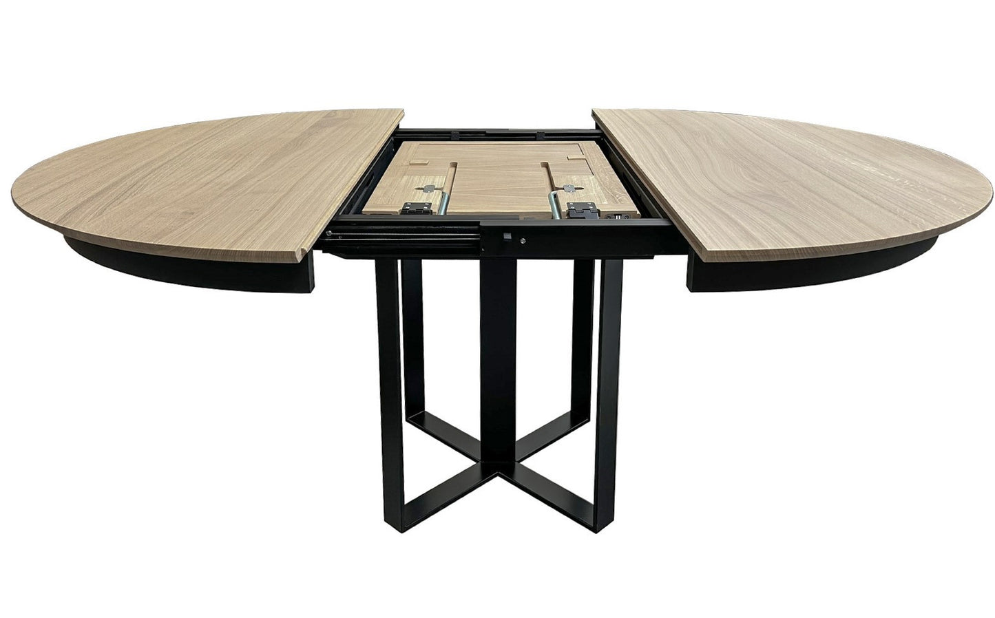 Oval table in natural walnut and metal - 220L x 115D
