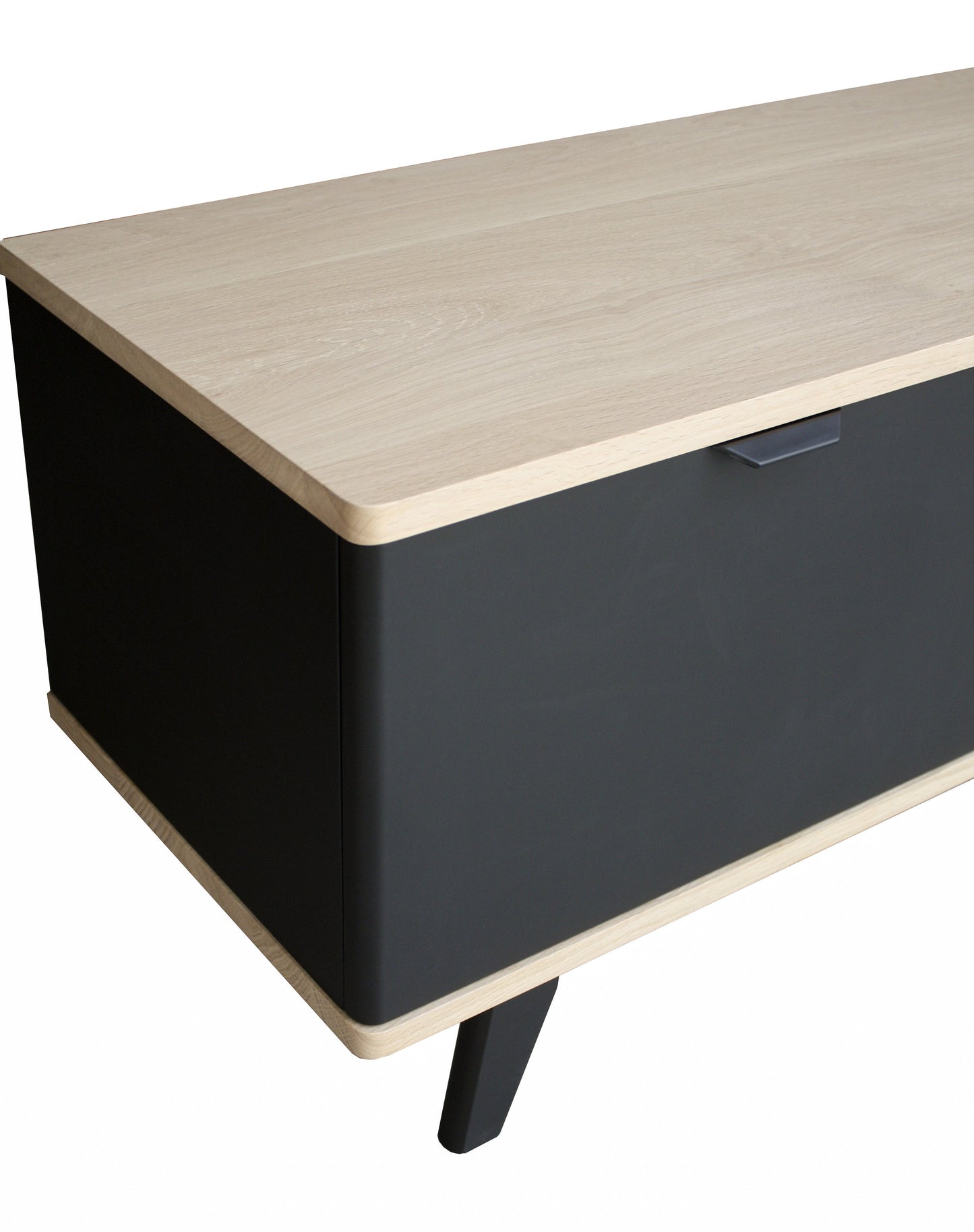 Buffet TV Chêne massif et laqué 1 porte 1 niche