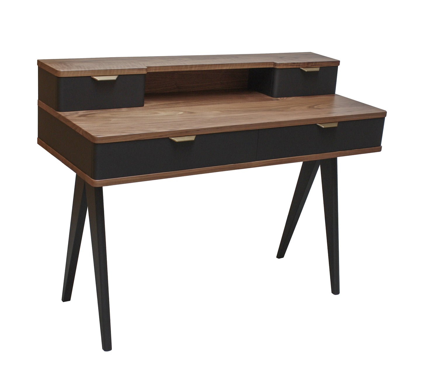 Bureau noyer massif et laqué 4 tiroirs