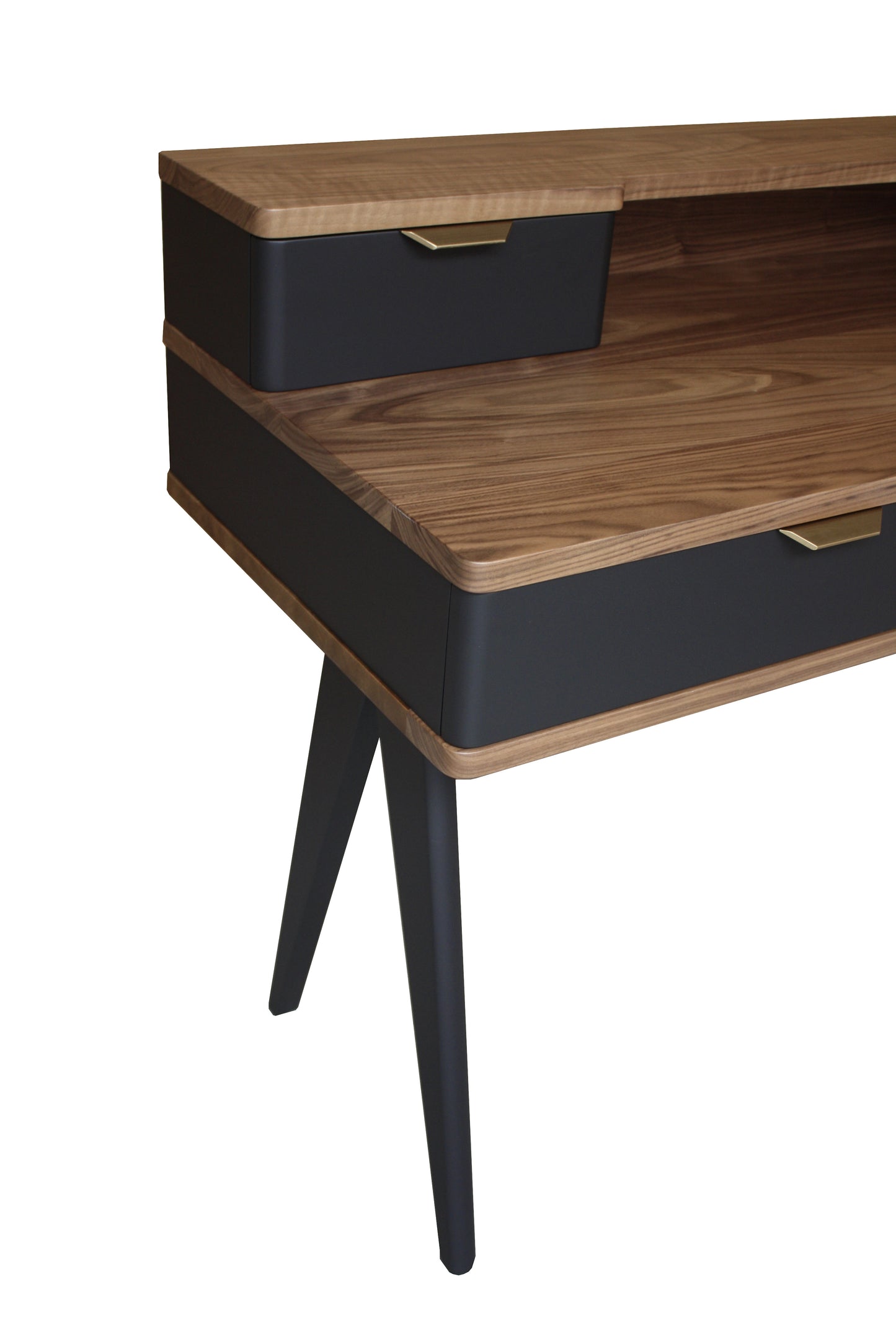 Bureau noyer massif et laqué 4 tiroirs