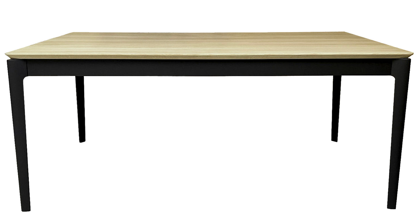 Rectangular solid oak and gray fenix dining table, 8 people - 180L x 100D
