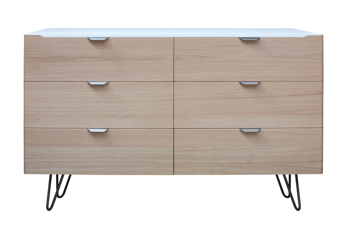 Commode chêne massif et laqué 6 tiroirs
