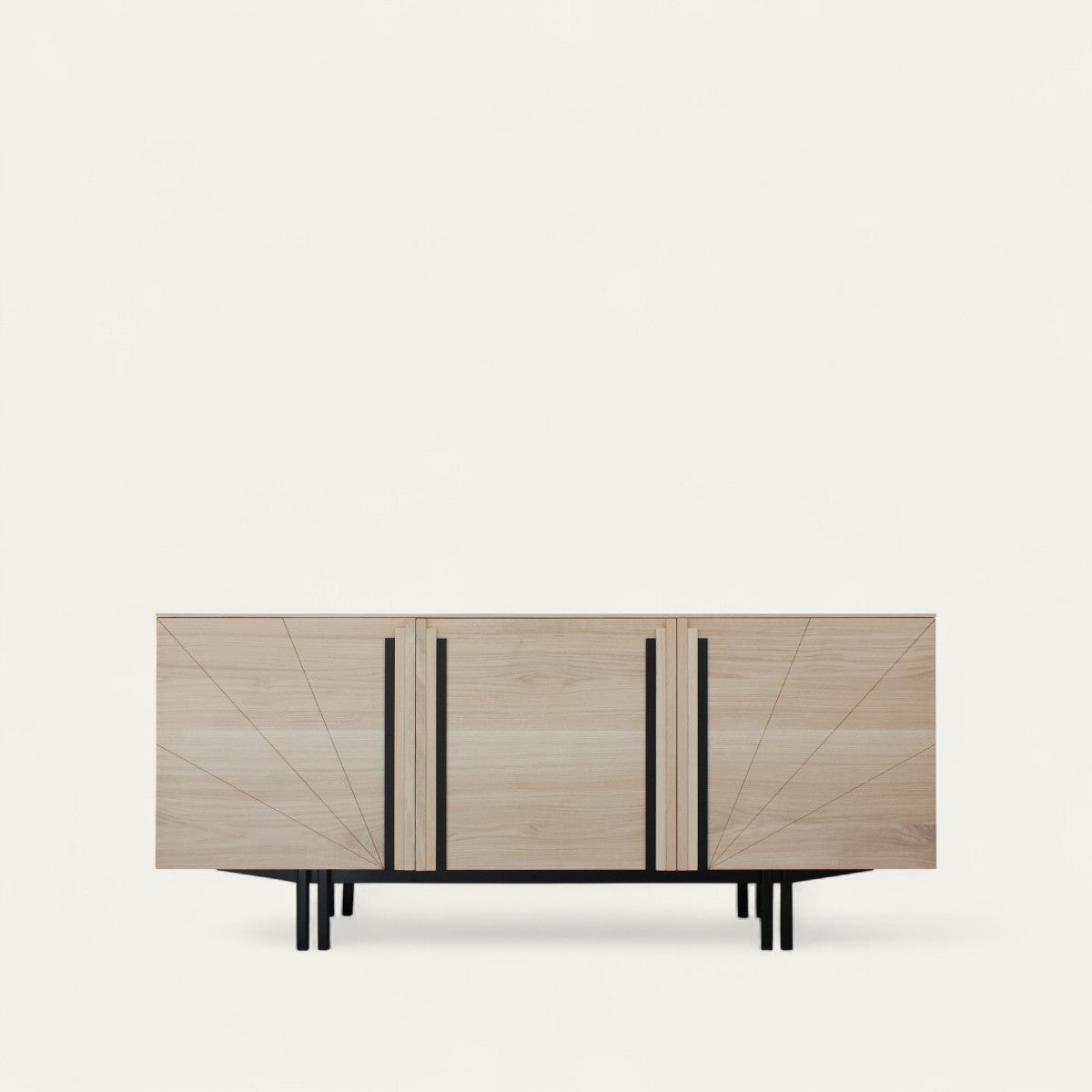 Bleached oak and black wenge sideboard, 3 doors - 180L x 48D