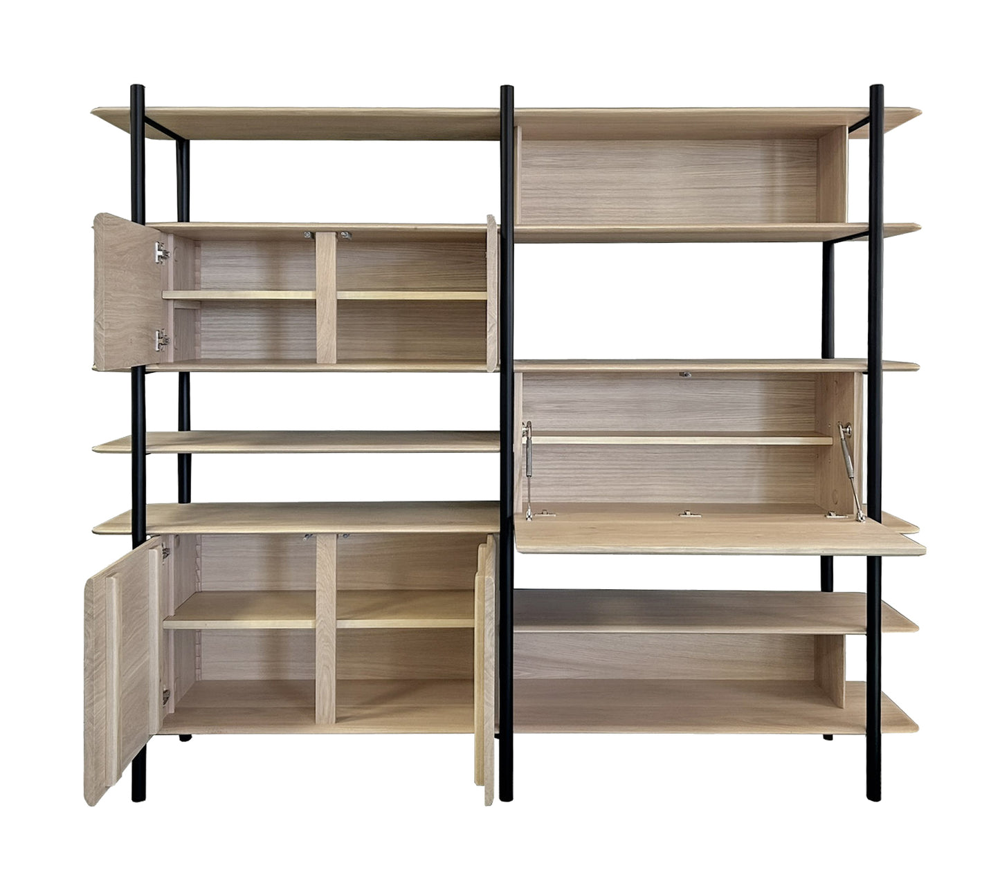 Bibliothèque étagère chêne massif et métal