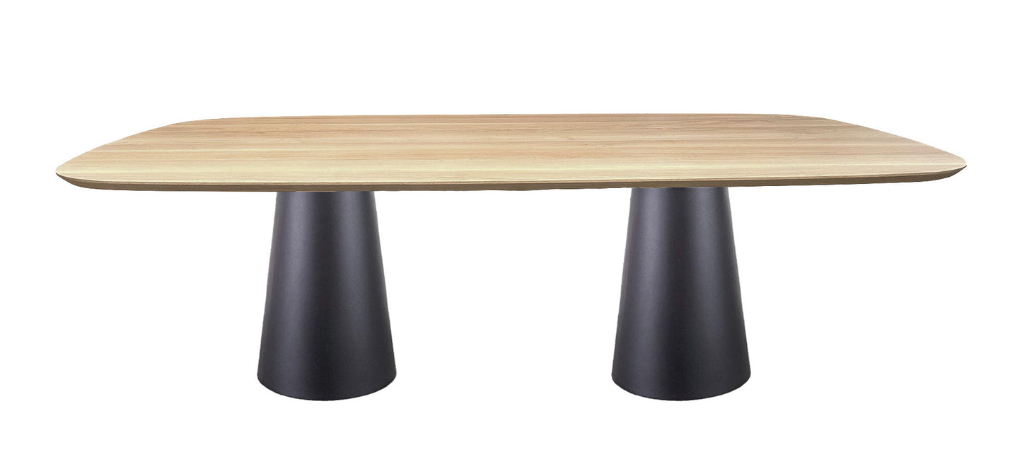 Oval table in natural walnut and metal - 220L x 115D