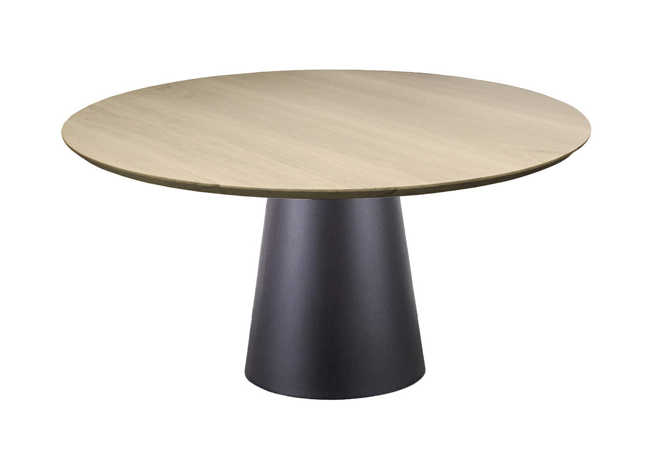 Round bleached solid oak table on tulip base - 120D x 80P