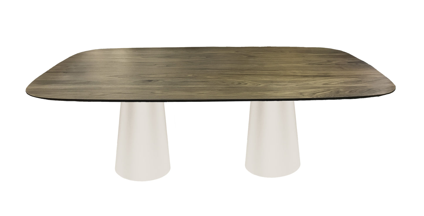 Oval table in natural walnut and metal - 220L x 115D