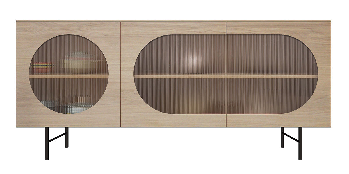 Buffet bois massif et verre flute
