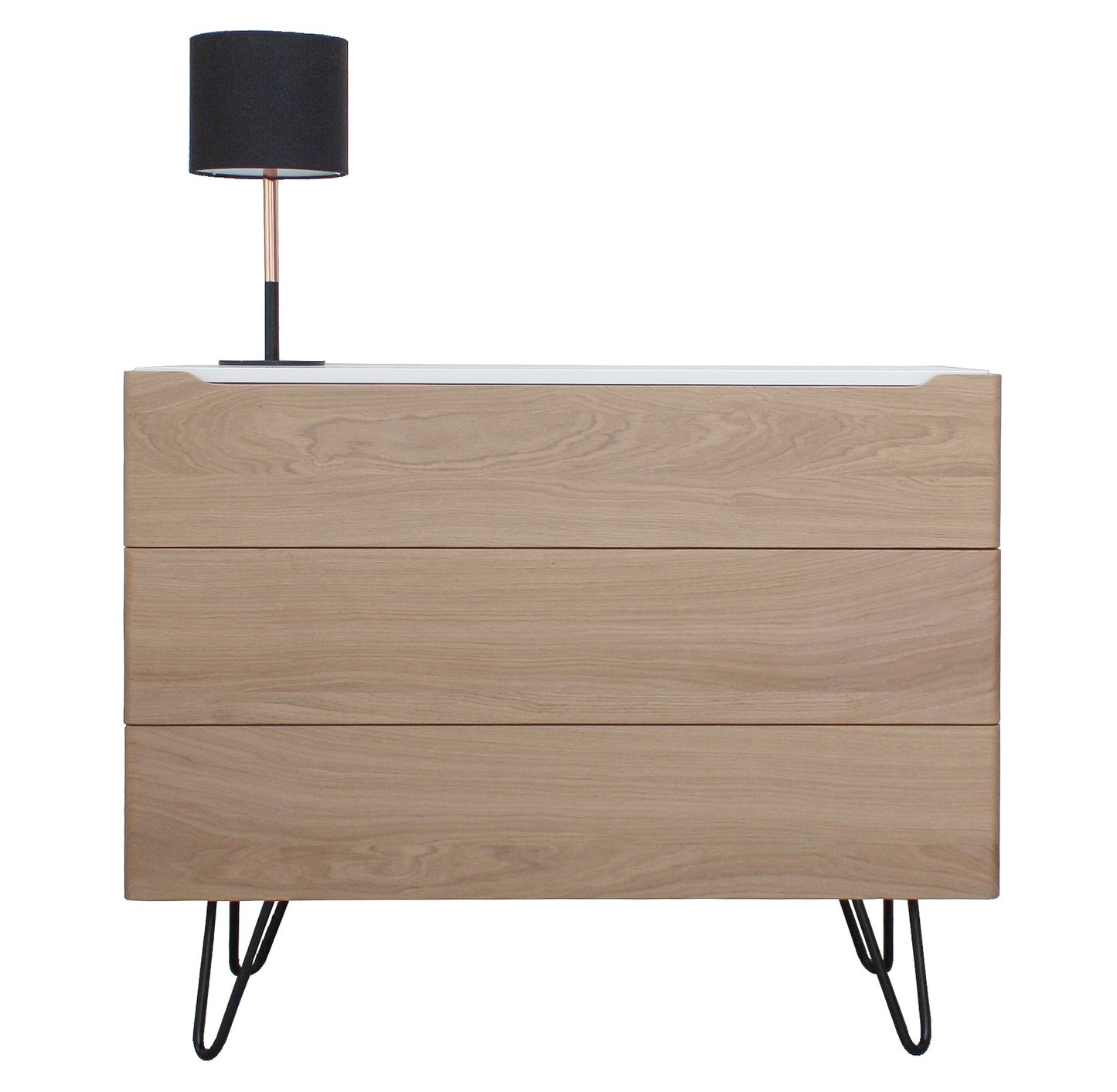 Commode chêne massif et laqué 3 tiroirs