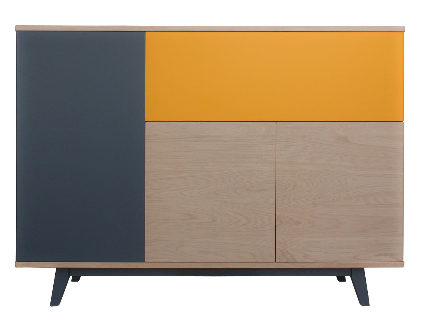 Solid bleached and lacquered oak dresser, 3 doors, 1 flap - 165L x 46D