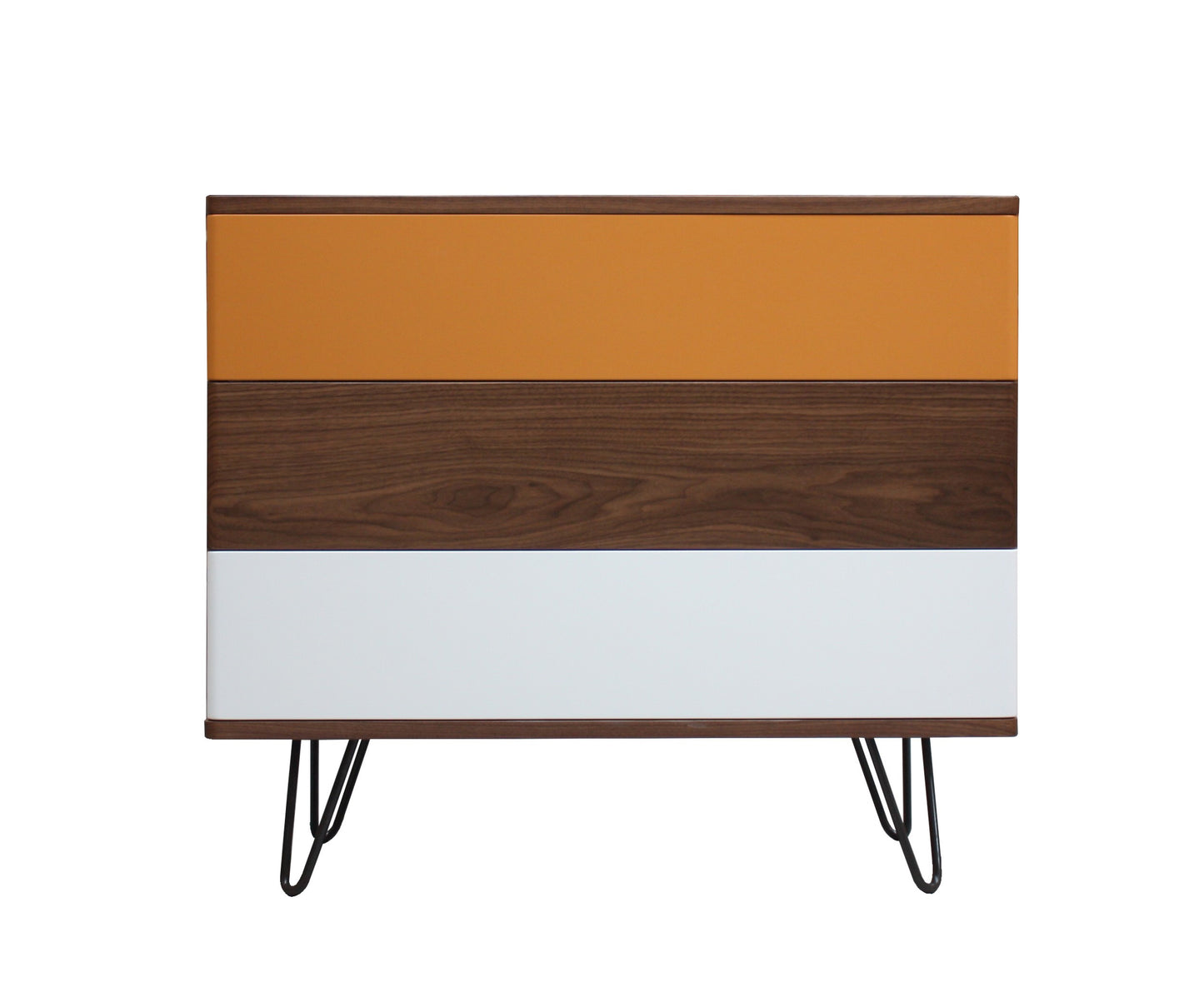 Commode noyer massif et laqué 3 tiroirs