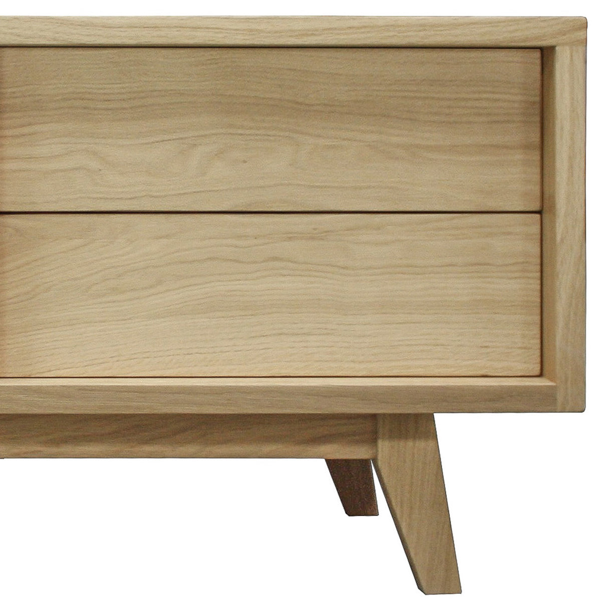 Buffet TV chêne massif et laqué 1 porte 2 tiroirs