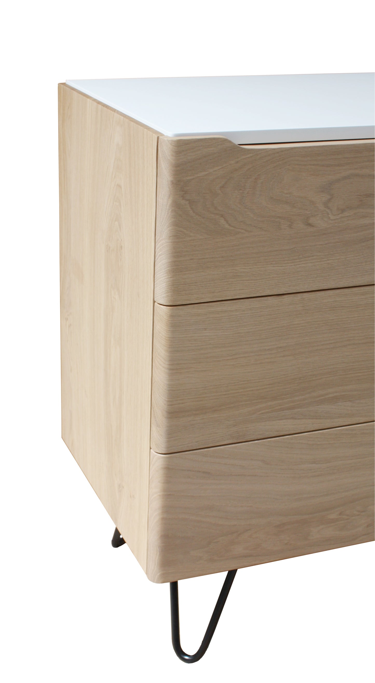 Commode chêne massif et laqué 3 tiroirs