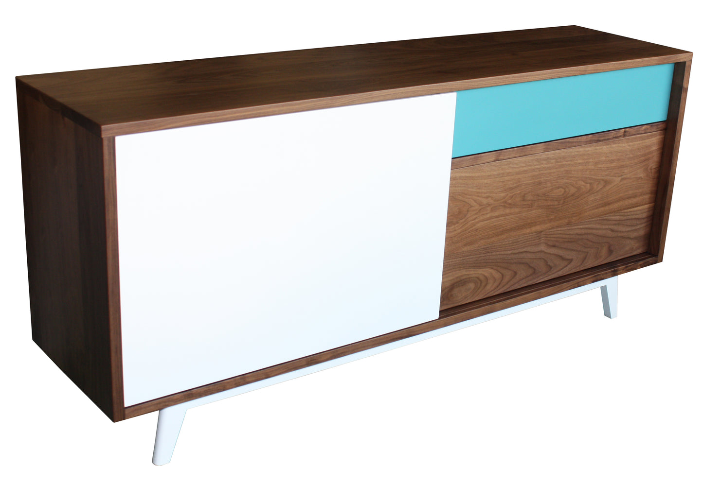 Buffet noyer massif et laqué 3 coulissants