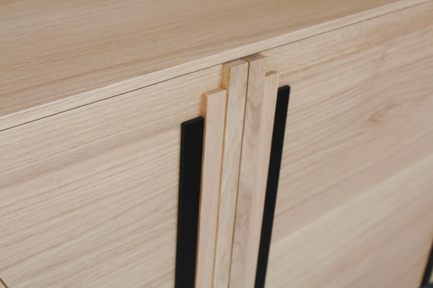 Bleached oak and black wenge sideboard, 3 doors - 180L x 48D