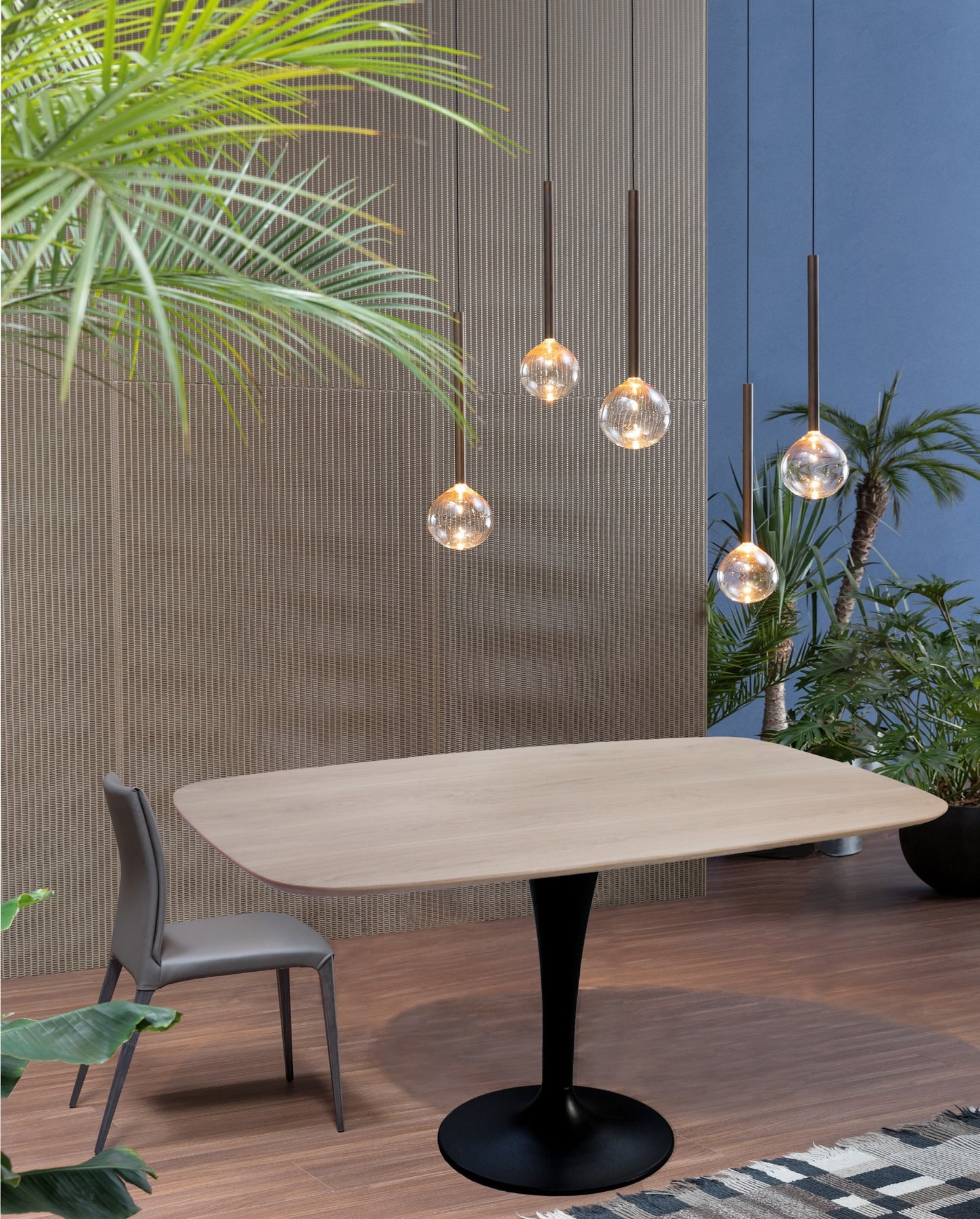 Solid bleached oak oval table on tulip leg - 130L x 80D
