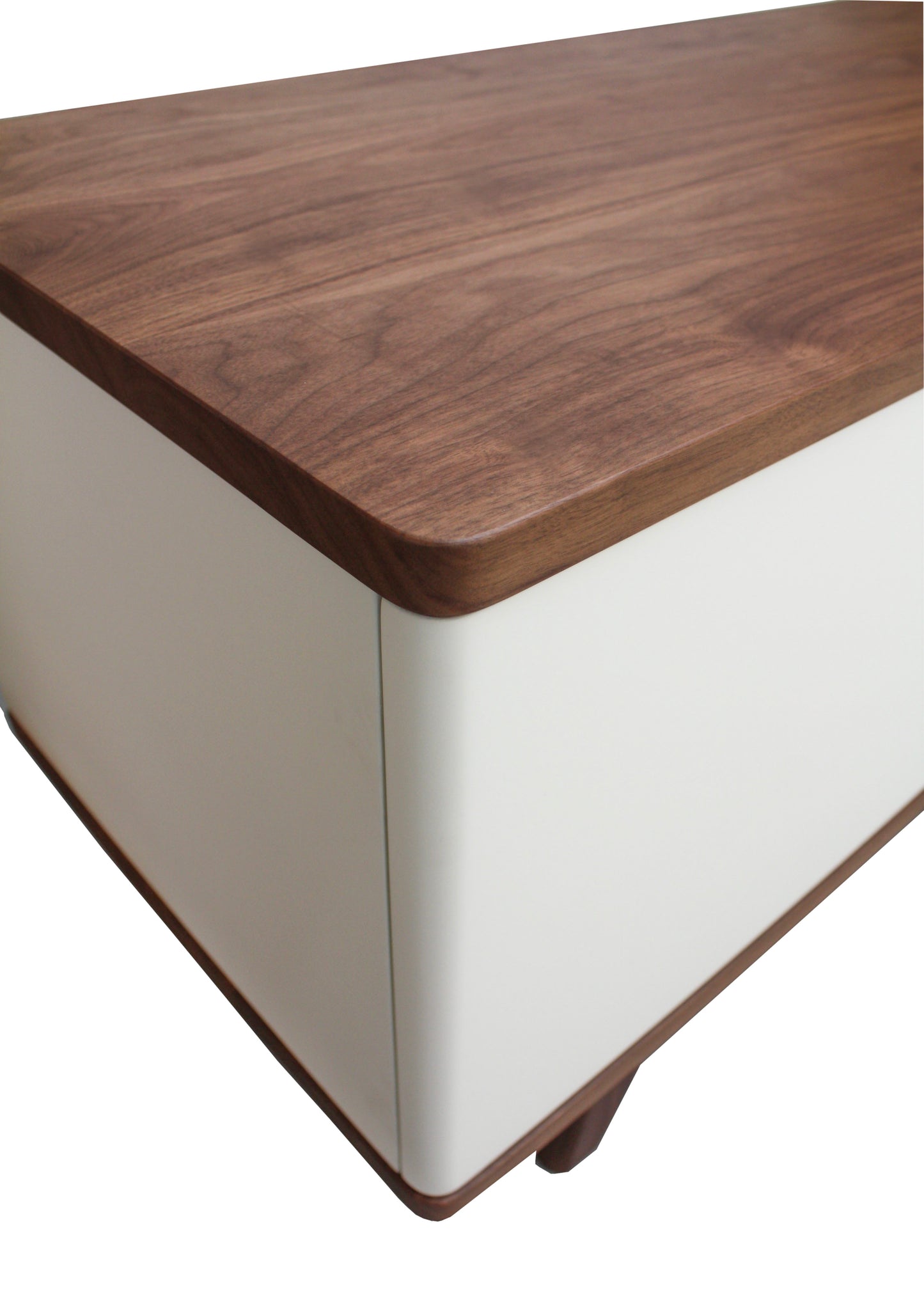 Buffet TV noyer naturel massif et laqué 2 portes