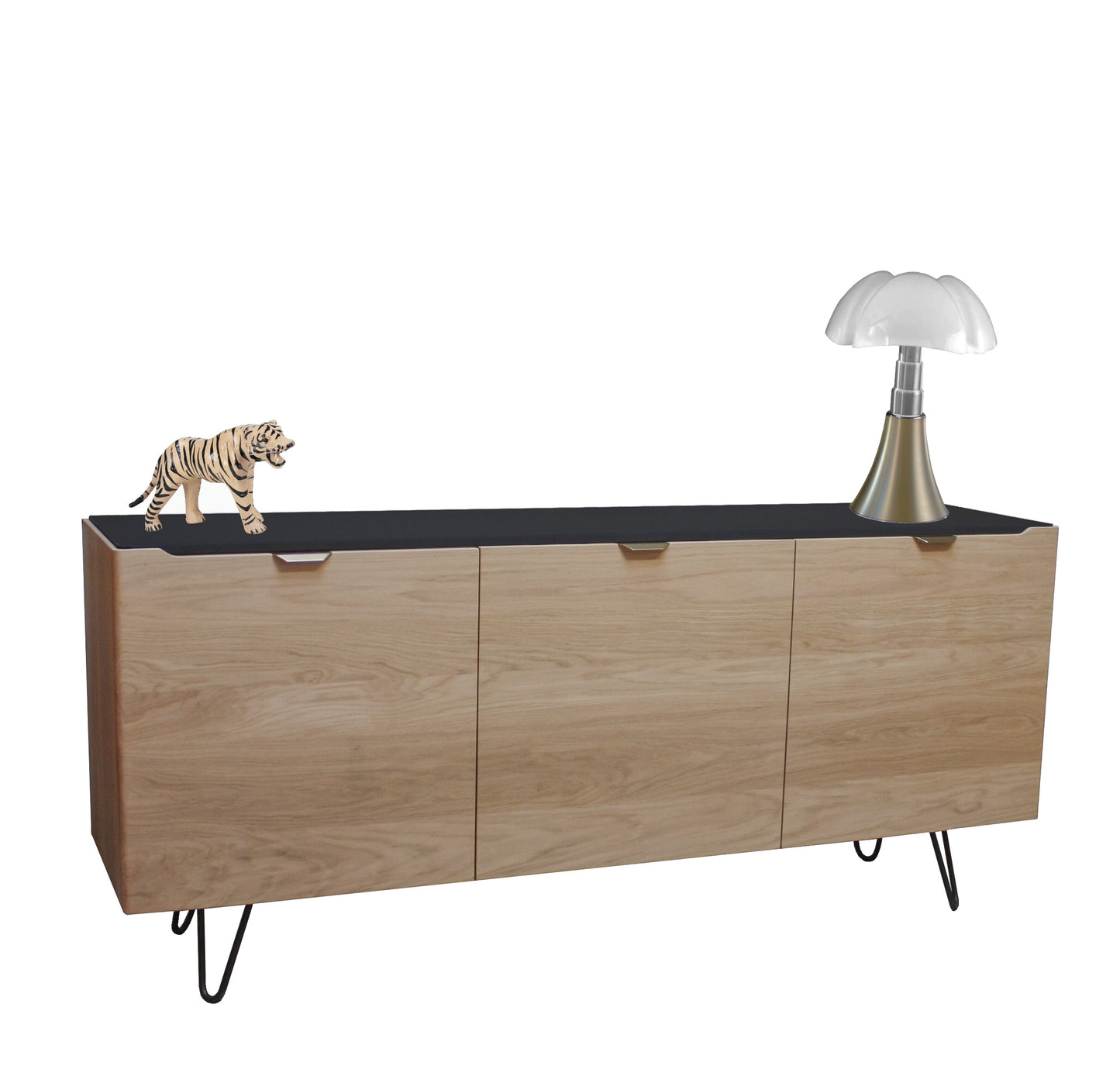 Bleached and white lacquered oak sideboard, 3 doors - 185L x 48D