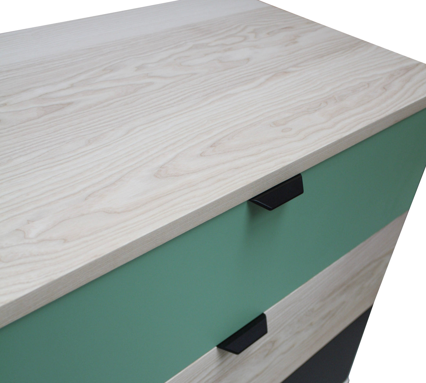 Commode frêne massif et laqué 3 tiroirs