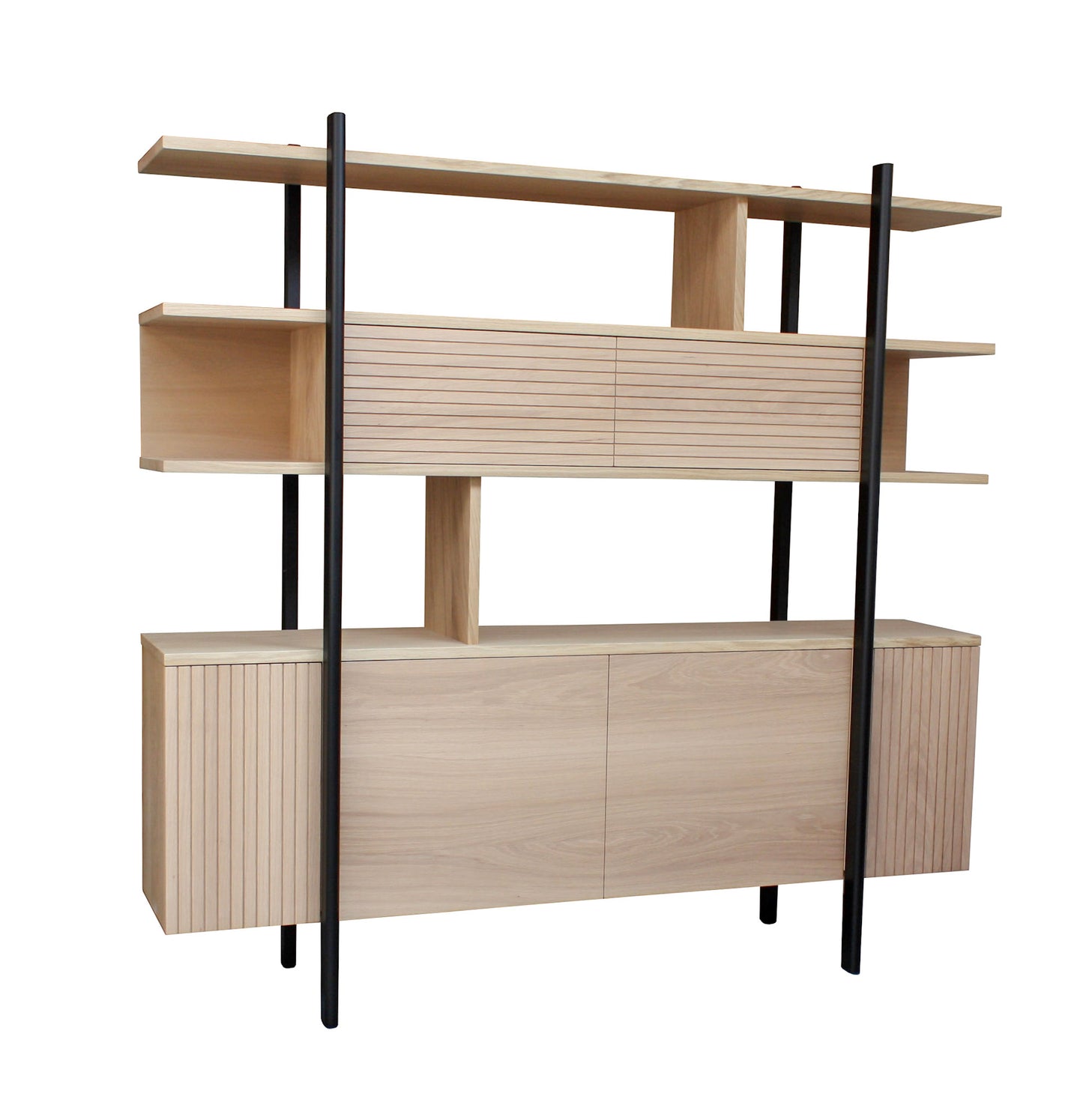 Buffet étagère bois massif 4 portes et 2 abattants