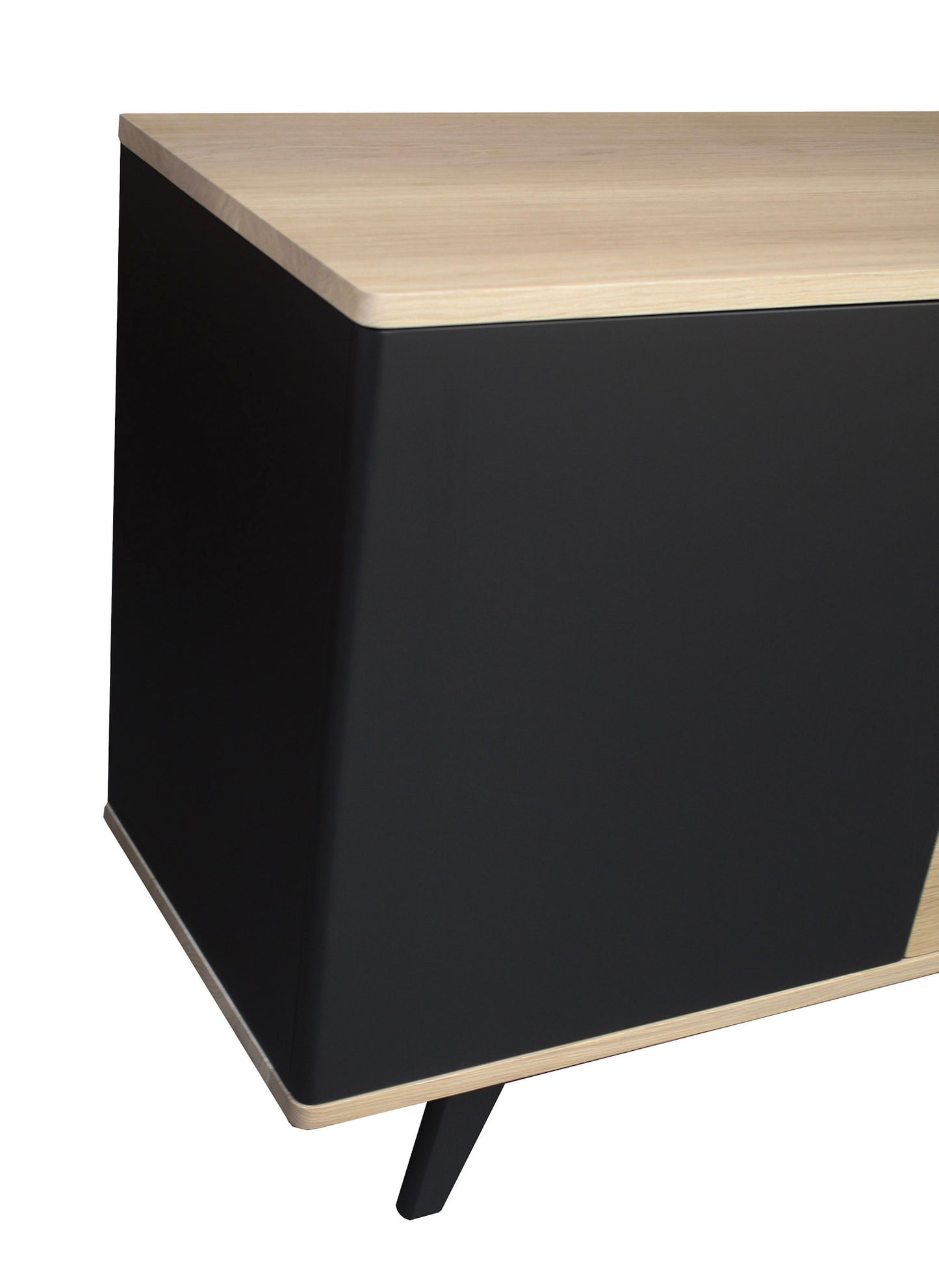Solid bleached and lacquered oak sideboard, 2 drawers, 3 doors - 180L x 48D