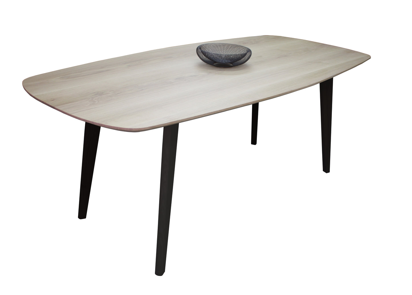 Solid and lacquered oval dining table - 160/210L x 100D