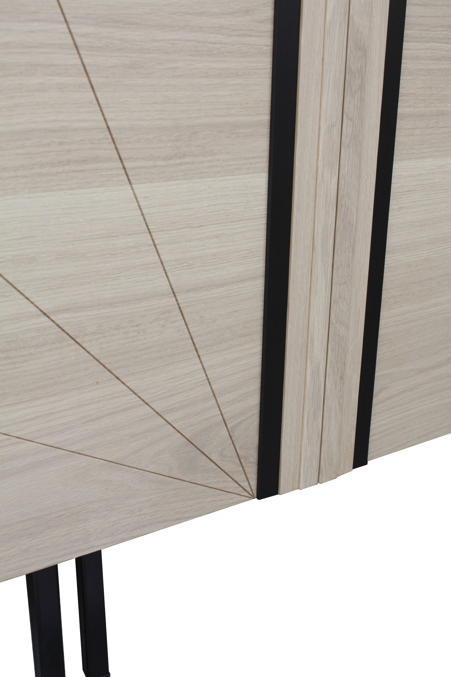Bleached oak and black wenge sideboard, 3 doors - 180L x 48D