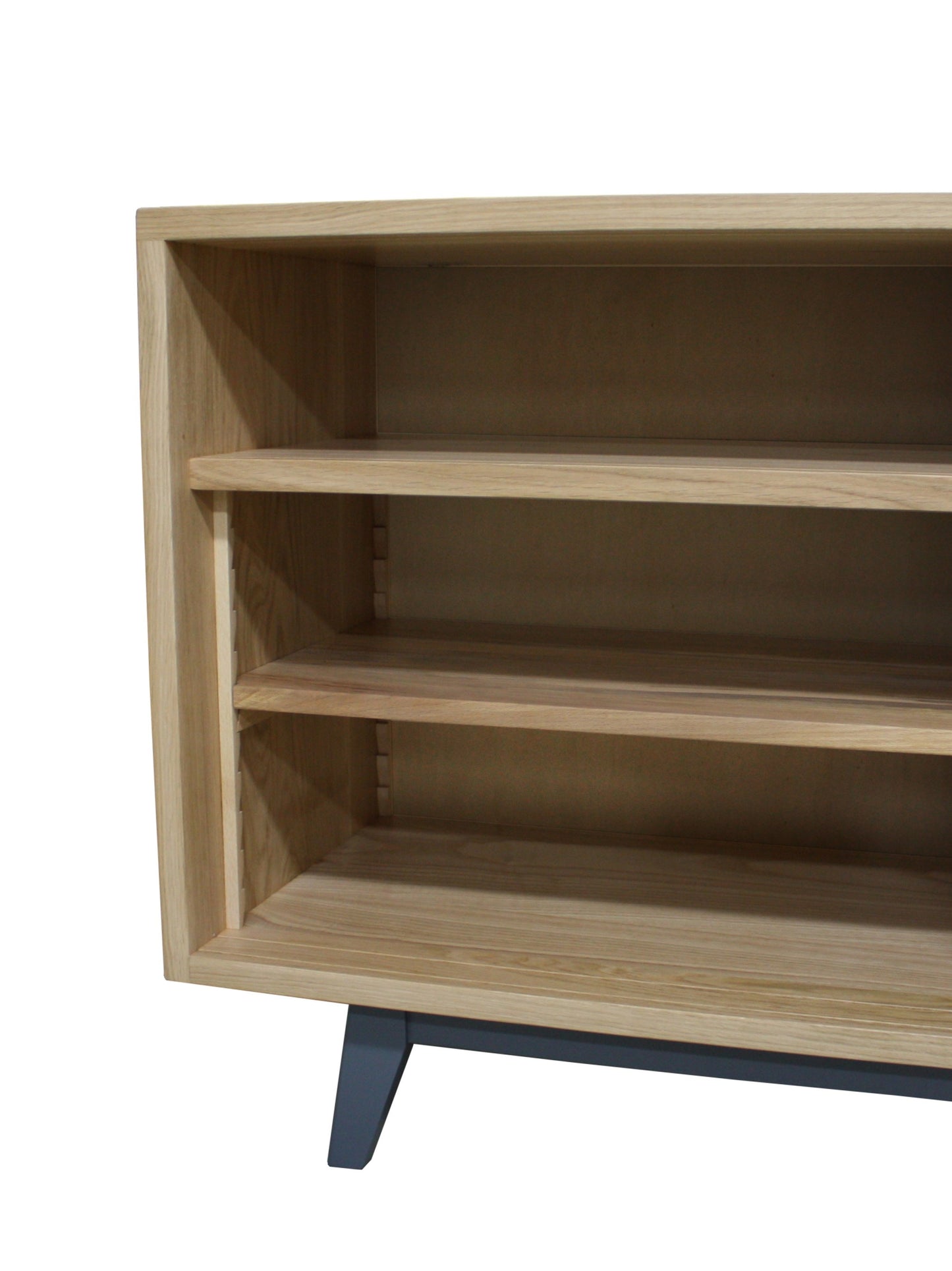Solid bleached and lacquered oak sideboard, 3 sliding doors - 140L x 48D
