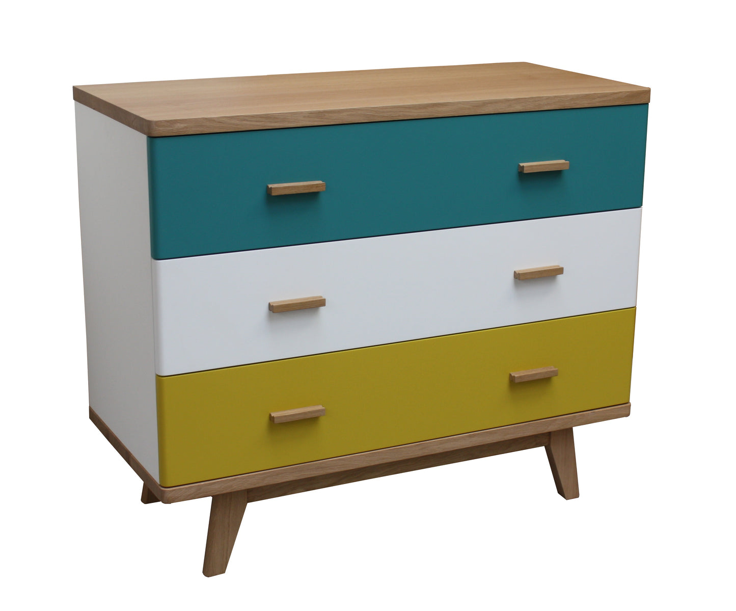 Commode chêne massif et laqué 3 tiroirs