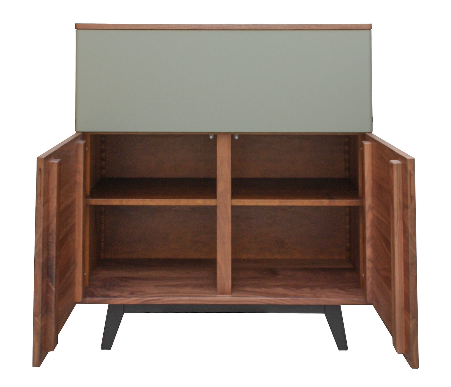 Solid and lacquered natural walnut dresser, 2 doors, 1 flap - 100L x 46D
