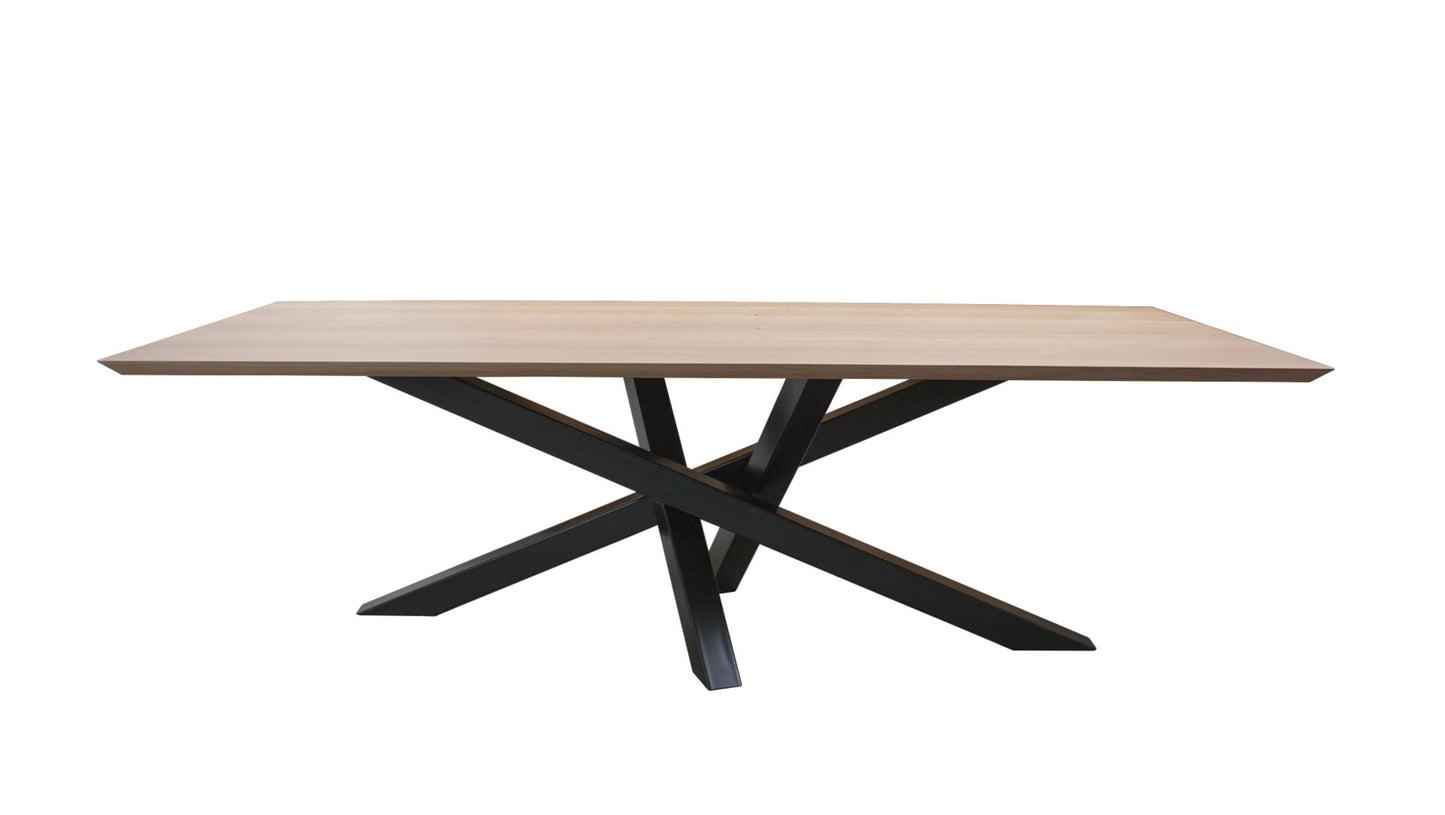 Rectangular Mikado table in bleached oak and metal - 180L x 100D