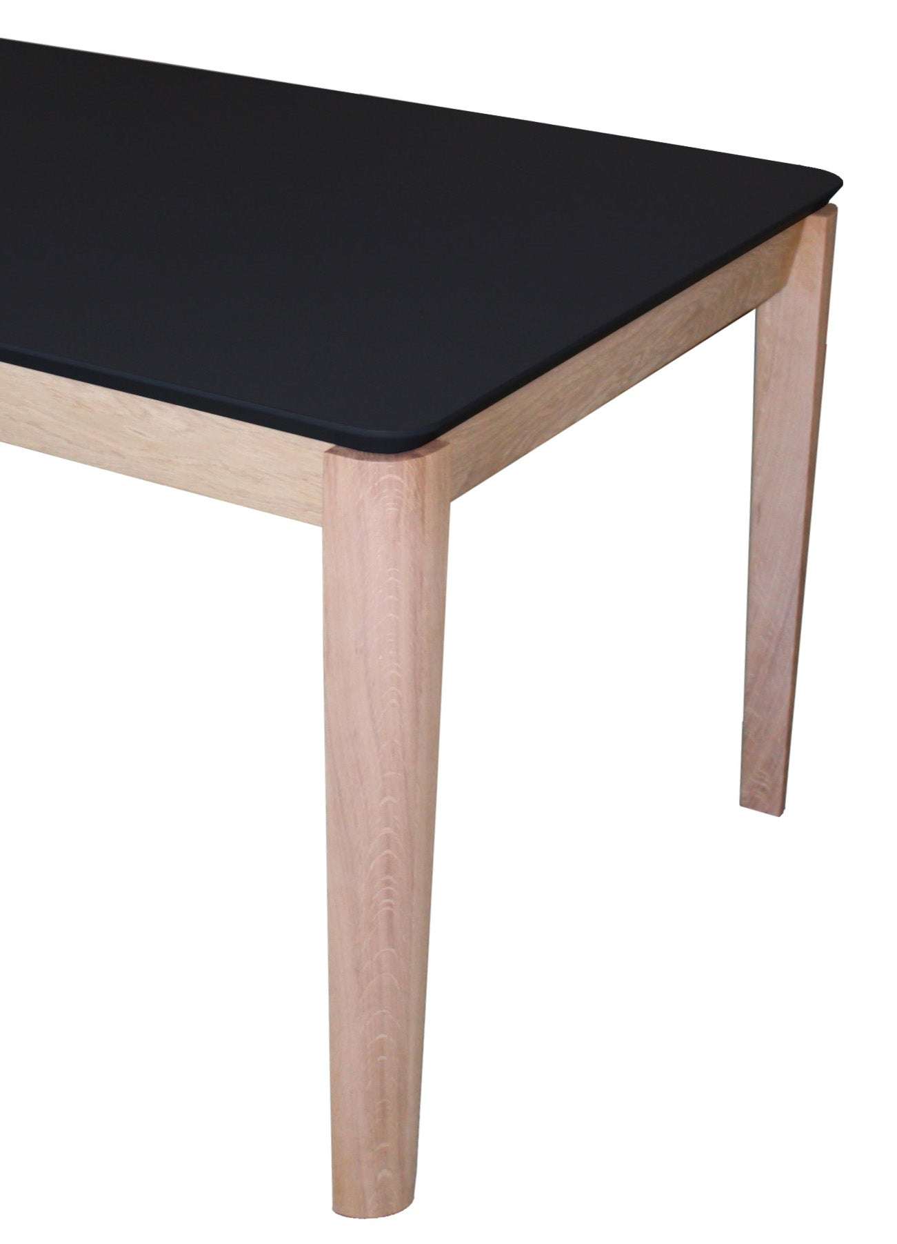 Rectangular solid oak and black fenix dining table, 1 extension, 12 seats