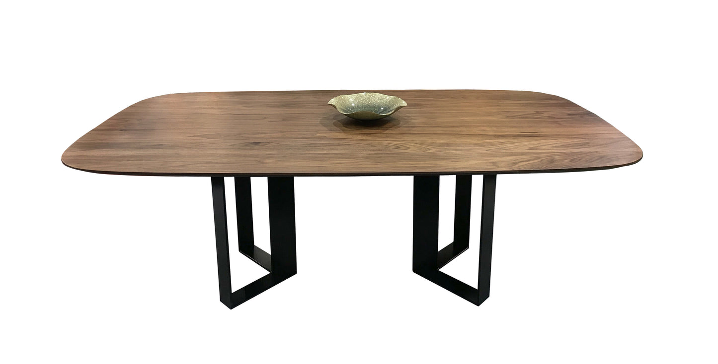 Oval table in natural walnut and metal - 220L x 115D
