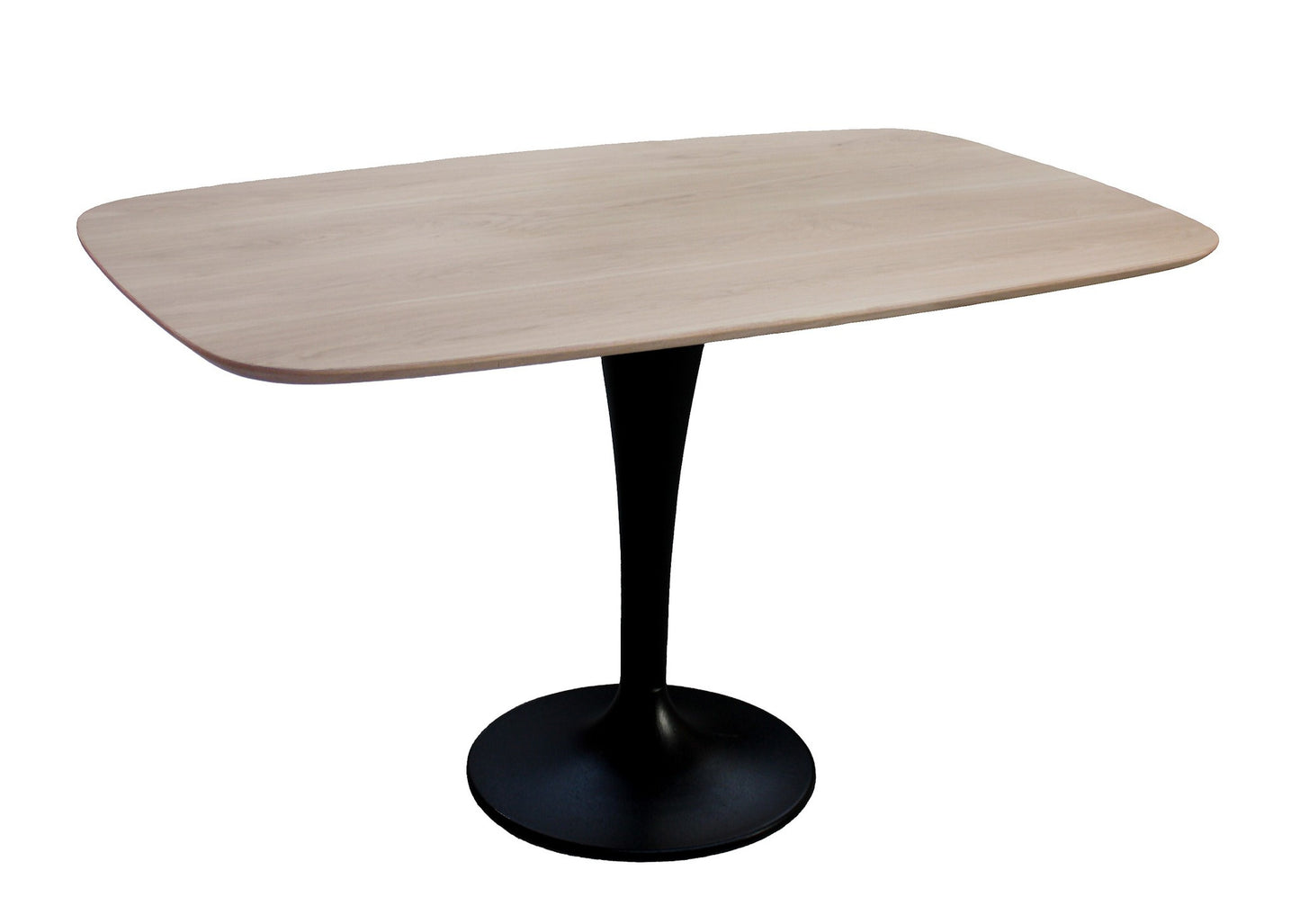 Solid bleached oak oval table on tulip leg - 130L x 80D