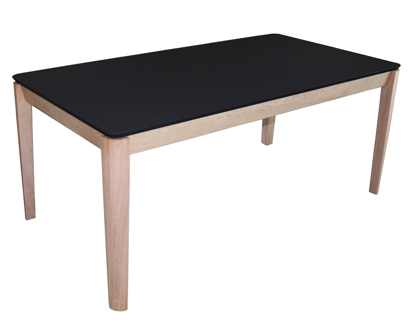 Rectangular solid oak and black fenix dining table, 1 extension, 12 seats