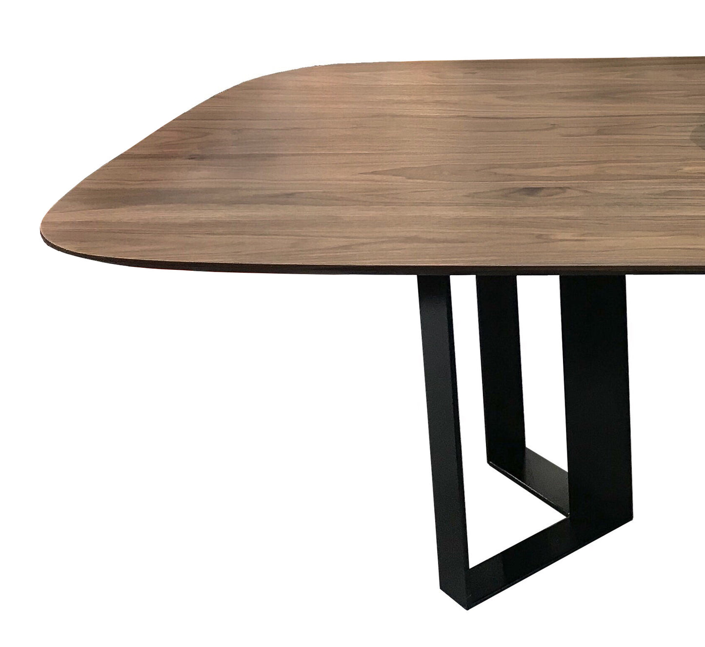 Oval table in natural walnut and metal - 220L x 115D