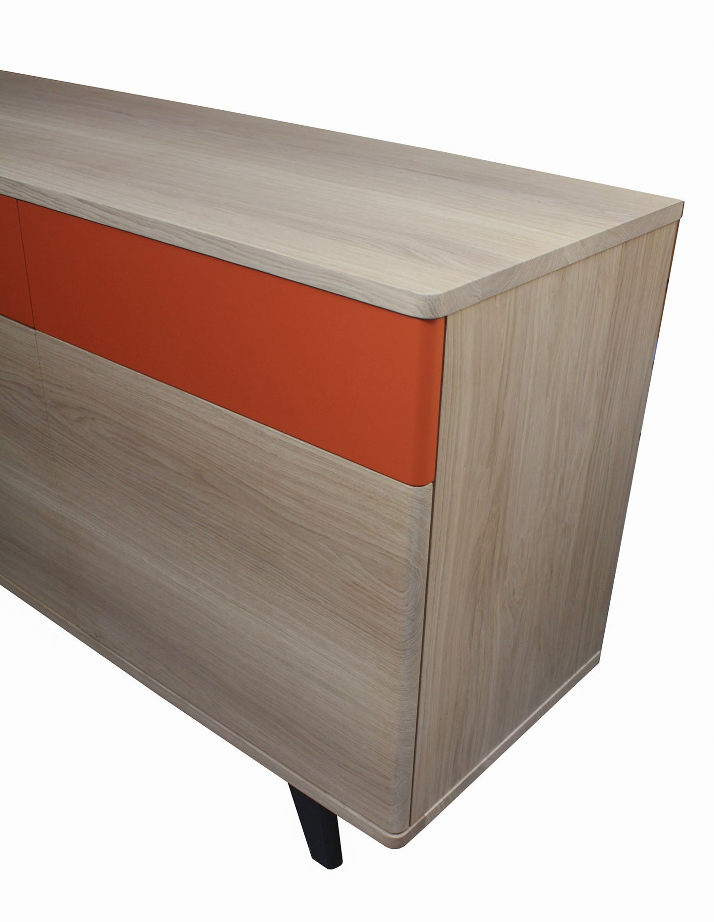 Solid bleached and lacquered oak sideboard, 2 drawers, 3 doors - 180L x 48D