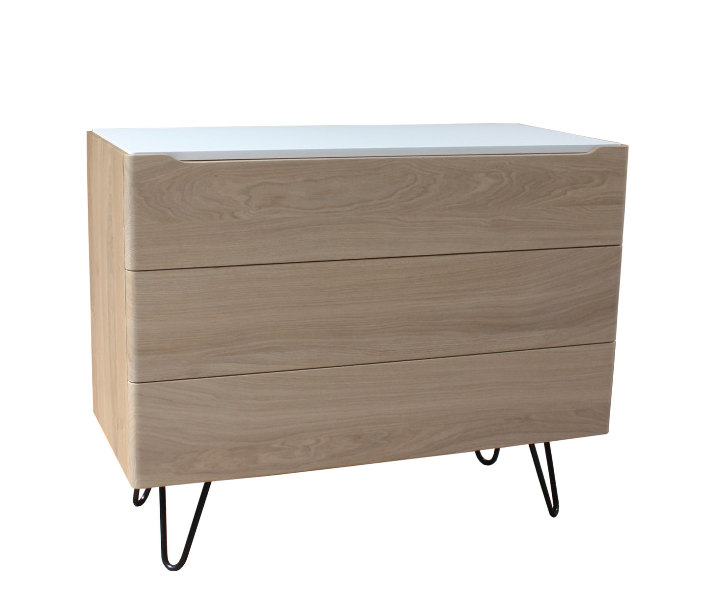 Commode chêne massif et laqué 3 tiroirs
