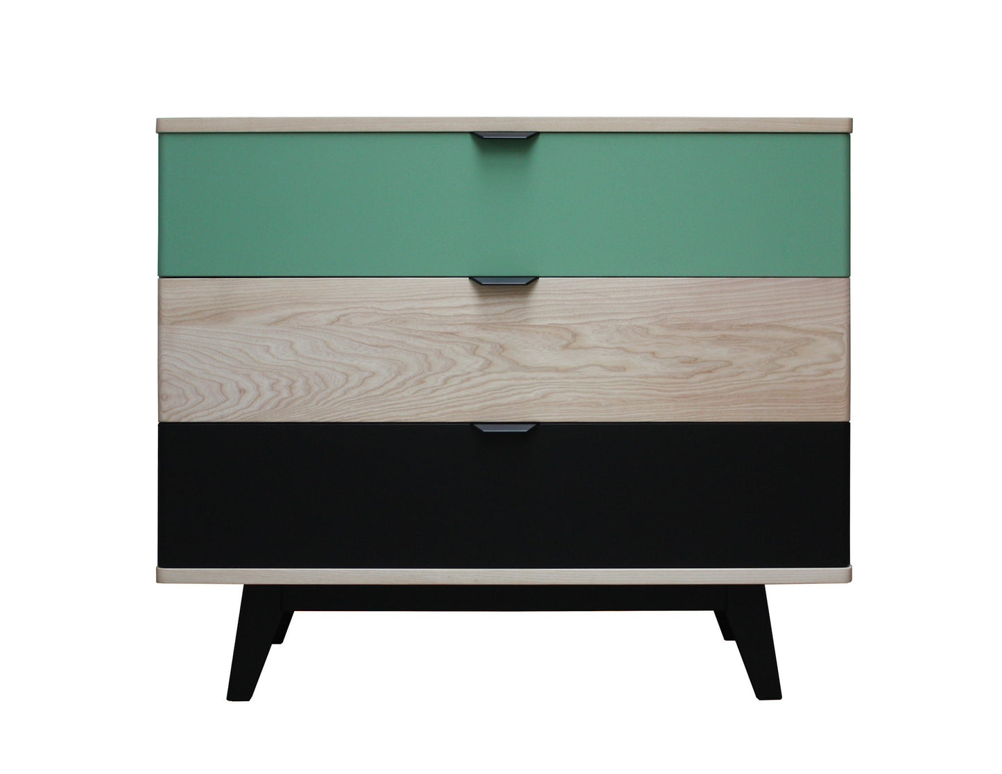 Commode frêne massif et laqué 3 tiroirs