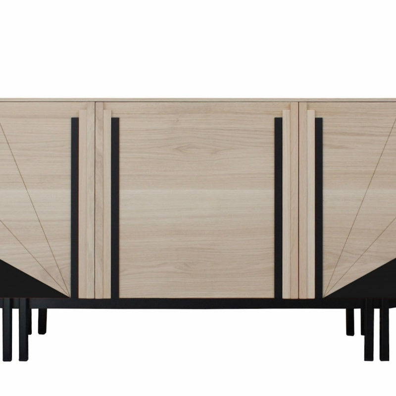 Bleached oak and black wenge sideboard, 3 doors - 180L x 48D