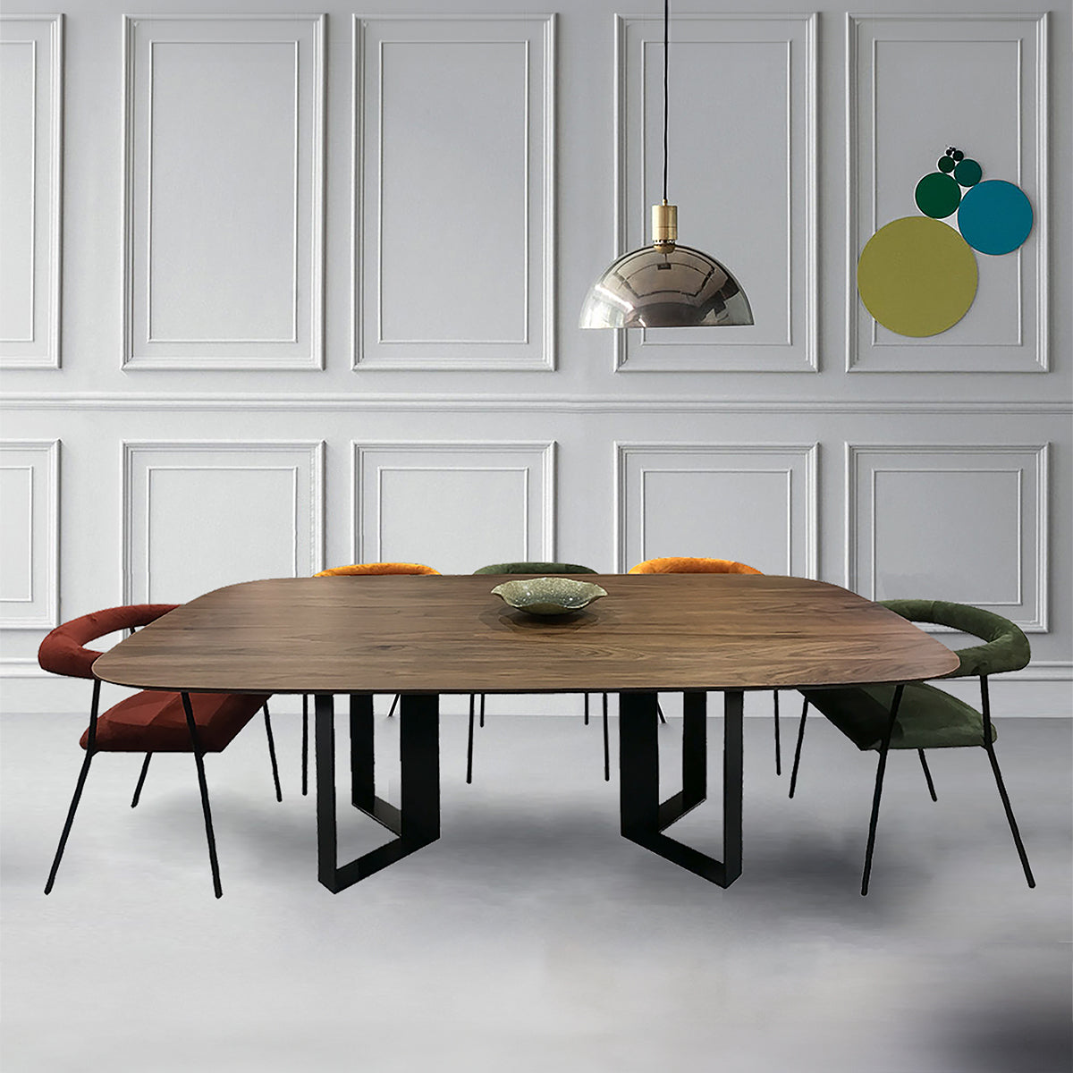 Table ovale bois massif et métal