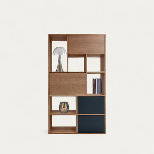 Solid natural oak and lacquered secretary composition, 2 drawers, 1 flap, 1 flap - 108L x 38D