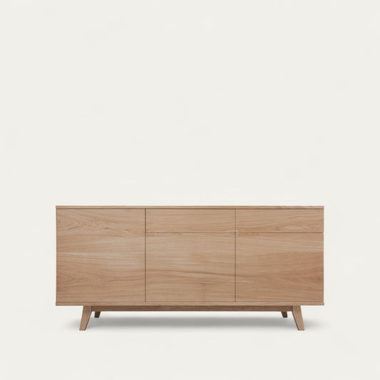 Solid bleached and lacquered oak sideboard, 2 drawers, 3 doors - 180L x 48D
