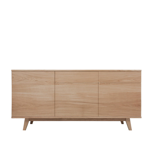 Solid bleached and lacquered oak sideboard, 2 drawers, 3 doors - 180L x 48D