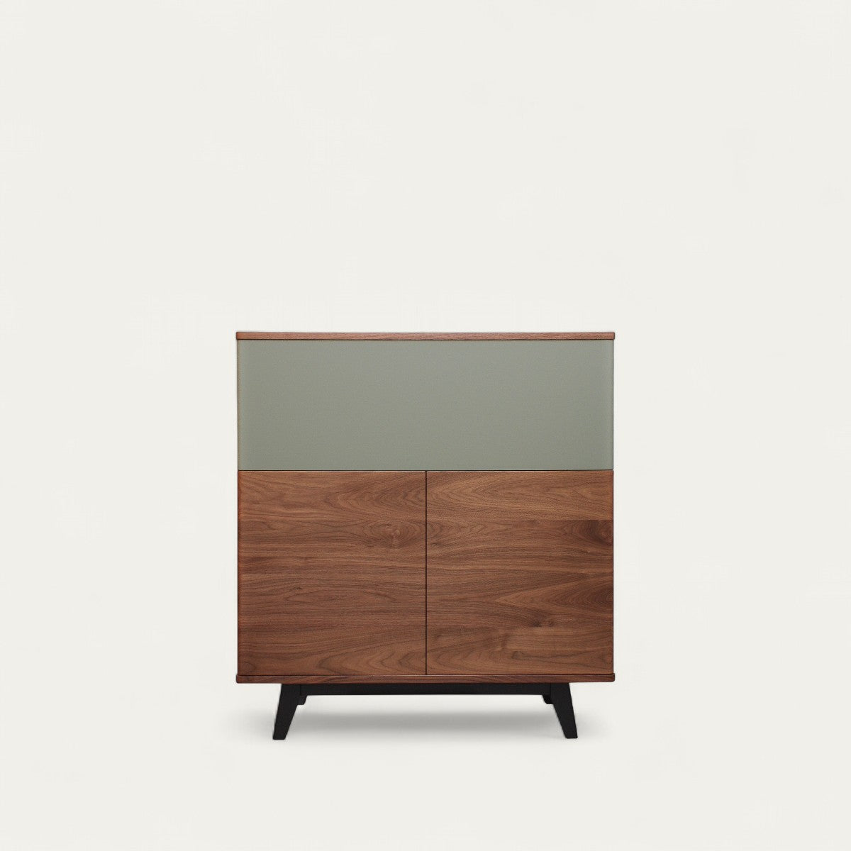 Solid and lacquered natural walnut dresser, 2 doors, 1 flap - 100L x 46D