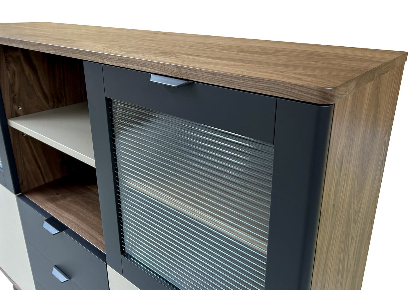 Solid bleached and lacquered oak dresser, 3 doors, 1 flap - 165L x 46D