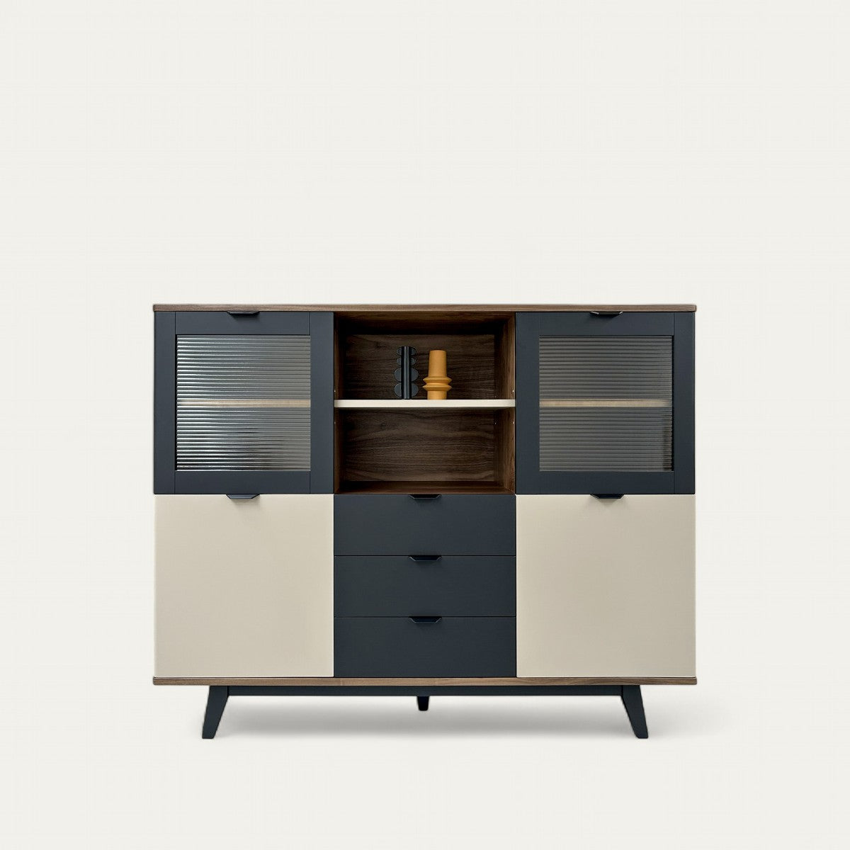 Solid bleached and lacquered oak dresser, 3 doors, 1 flap - 165L x 46D