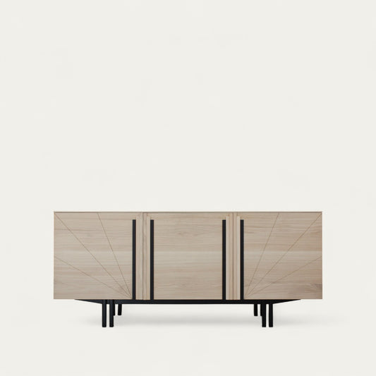 Bleached oak and black wenge sideboard, 3 doors - 180L x 48D