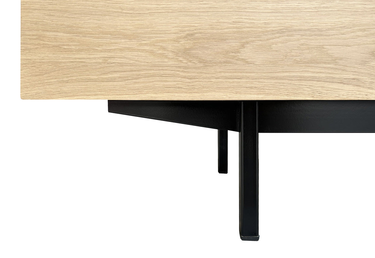 Buffet TV tasseaux bois massif et métal 3 portes